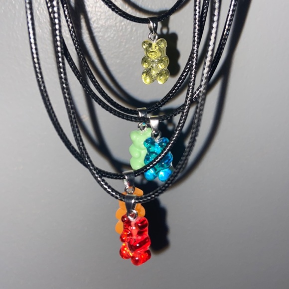 Colorful rainbow gummy bear necklaces